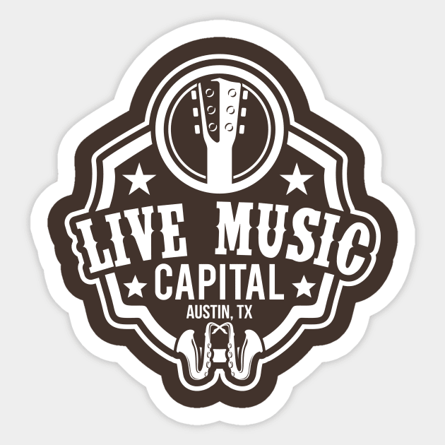 Live Music Capital Austin Texas Sticker by rojakdesigns
